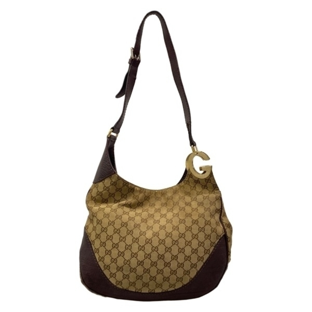 Gucci Shoulder Bag Charlotte GG Leather Beige Dark Brown